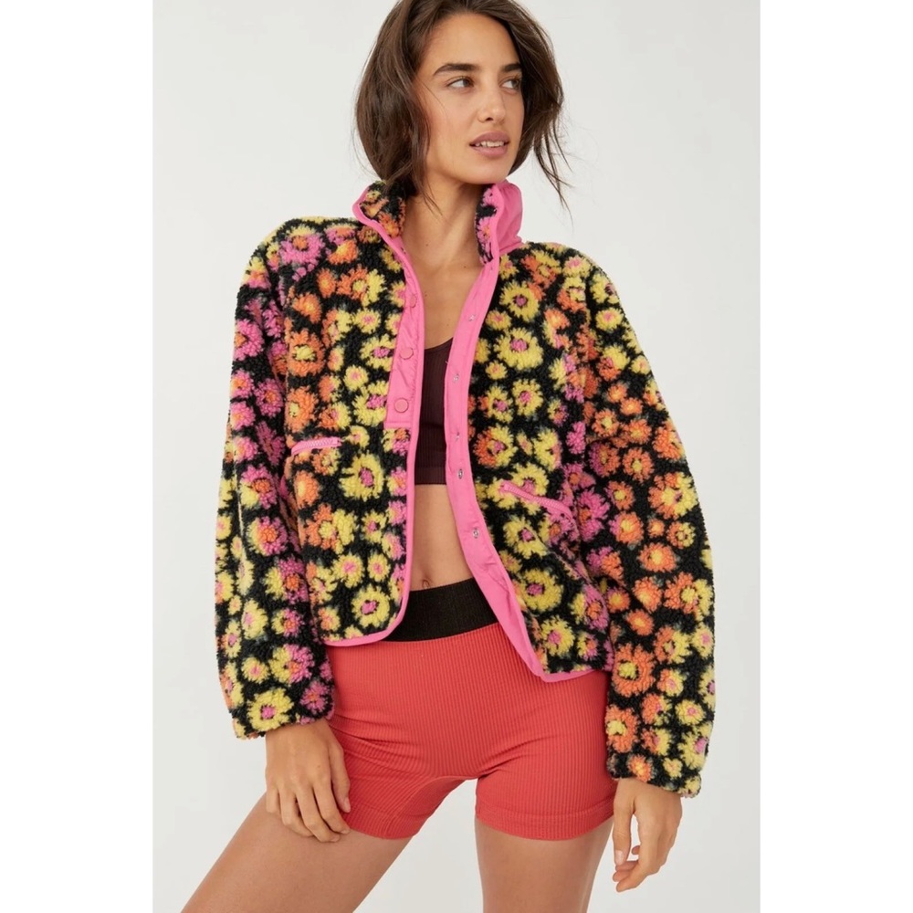Free People Hit The Slopes Printed Fleece Jacket - Picture 1 of 10